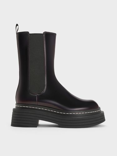 Charles & Keith - Stitch-Trim Platform Mid-Calf Chelsea Boots - Charles & Keith - Modalova