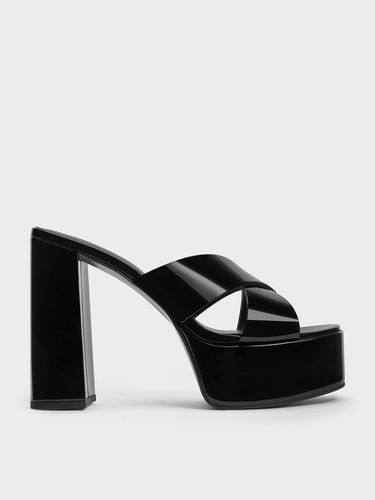 Charles & Keith - Patent Crossover Strap Platform Mules - Charles & Keith - Modalova