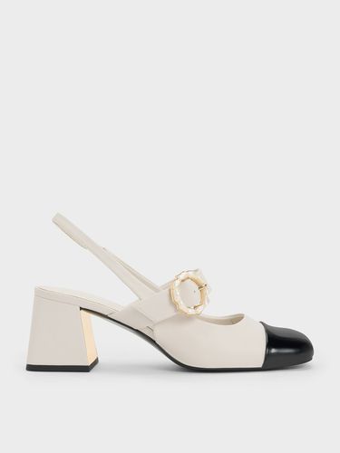 Charles & Keith - Patent Two-Tone Pearl Buckle Slingback Pumps - Charles & Keith - Modalova