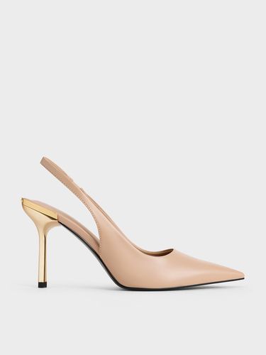 Charles & Keith - Metallic-Heel Pointed-Toe Slingback Pumps - Charles & Keith - Modalova