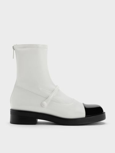 Charles & Keith - Front-Strap Two-Tone Ankle Boots - Charles & Keith - Modalova