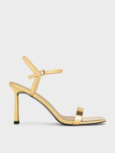 Charles & Keith - Metallic Square-Toe Ankle-Strap Heeled Sandals - Charles & Keith - Modalova