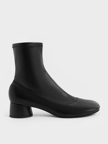 Charles & Keith - Stitch-Trim Cylindrical Heel Ankle Boots - Charles & Keith - Modalova