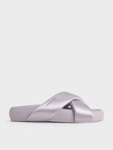 Charles & Keith - Lumi Satin Crossover-Strap Slide Sandals - Charles & Keith - Modalova