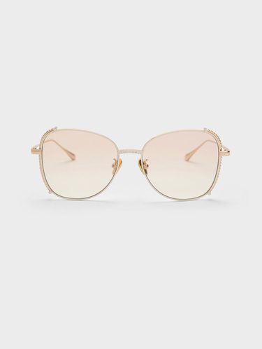 Charles & Keith - Embellished Half-Frame Butterfly Sunglasses - Charles & Keith - Modalova