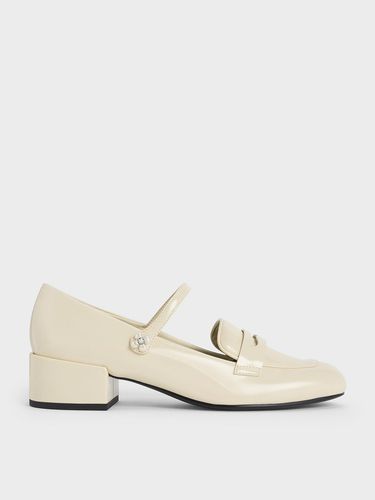 Charles & Keith - Patent Pearl-Embellished Flower-Buckle Mary Jane Loafers - Charles & Keith - Modalova