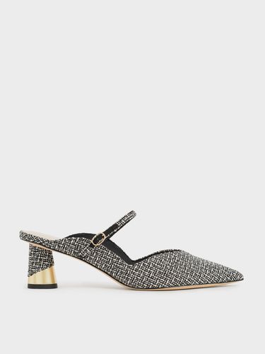 Charles & Keith - Cammie Metallic Sculptural Heel Tweed Mules - Charles & Keith - Modalova