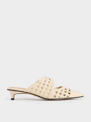 Charles & Keith - Raffia Kitten-Heel Pointed-Toe Mules - Charles & Keith - Modalova