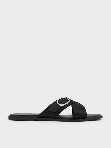 Charles & Keith - Recycled Polyester Crystal-Buckle Crossover-Strap Sandals - Charles & Keith - Modalova