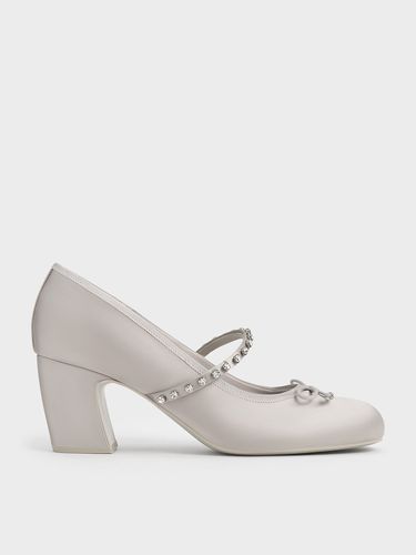 Charles & Keith - Satin Gem-Embellished Bow Mary Jane Pumps - Charles & Keith - Modalova