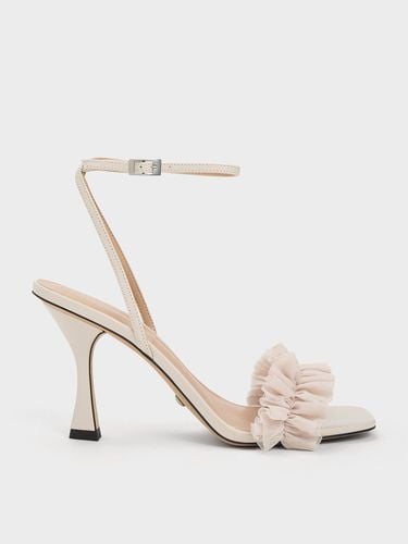 Charles & Keith - Patent Leather Ruffled Mesh Heeled Sandals - Charles & Keith - Modalova