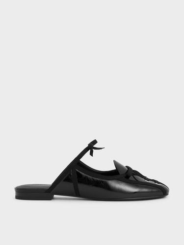 Charles & Keith - Crinkle-Effect Lace-Up Bow Ballet Mules - Charles & Keith - Modalova