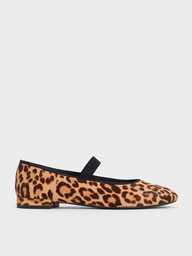 Charles & Keith - Leopard-Print Textured Mary Jane Flats - Charles & Keith - Modalova