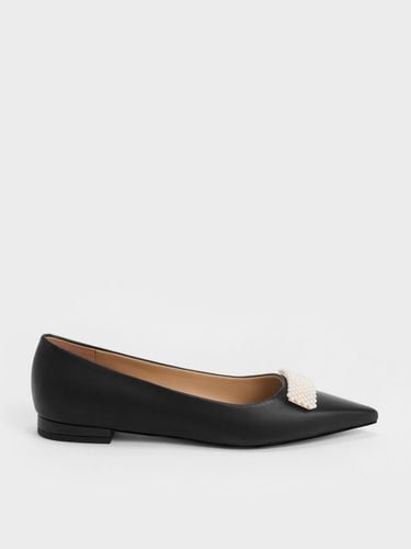 Charles & Keith - Leather Pointed-Toe Beaded Ballerinas - Charles & Keith - Modalova