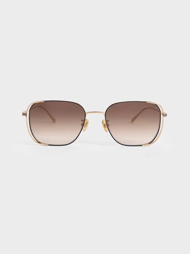 Charles & Keith - Metallic-Rim Rectangular Sunglasses - Charles & Keith - Modalova