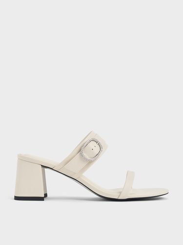 Charles & Keith - Crystal-Buckle Block-Heel Mules - Charles & Keith - Modalova