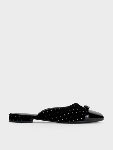 Charles & Keith - Bow Dotted Cap-Toe Mules - Charles & Keith - Modalova