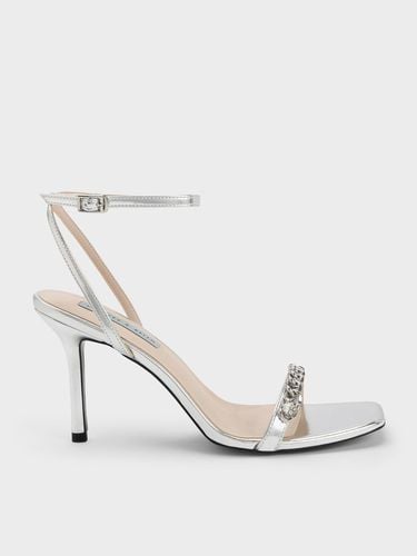 Charles & Keith - Chain-Embellished Metallic Ankle Strap Sandals - Charles & Keith - Modalova