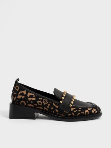 Charles & Keith - Studded Jacquard & Leather Penny Loafers - Charles & Keith - Modalova