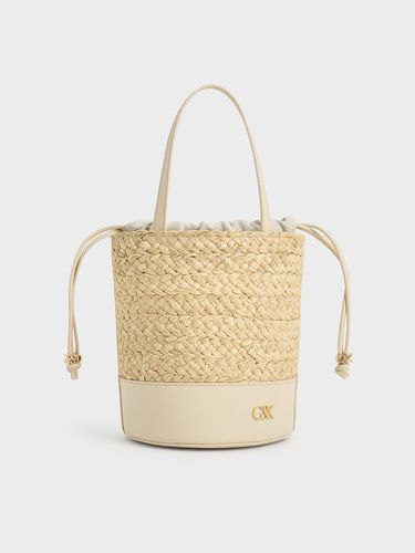 Charles & Keith - Leather & Raffia Bucket Bag - Charles & Keith - Modalova