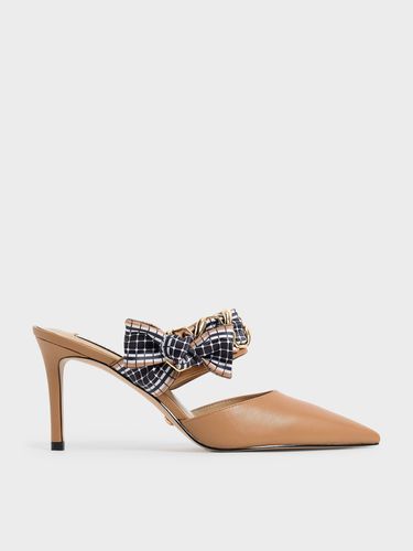 Charles & Keith - Printed Fabric Bow Leather Mules - Charles & Keith - Modalova