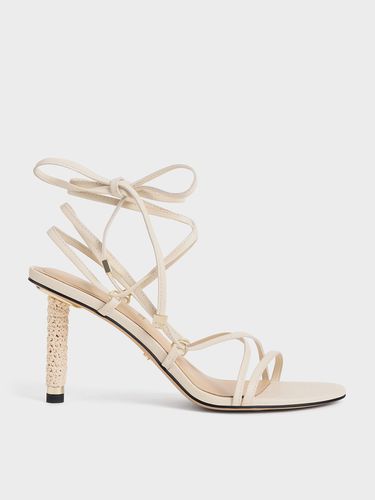 Charles & Keith - Strappy Woven-Heel Tie-Around Sandals - Charles & Keith - Modalova