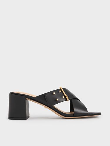 Charles & Keith - Leather Crossover Block Heel Mules - Charles & Keith - Modalova