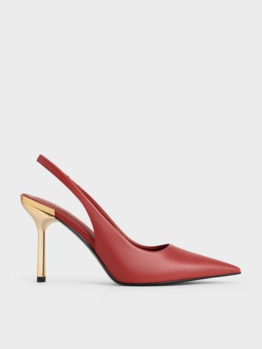 Charles & Keith - Metallic-Heel Pointed-Toe Slingback Pumps - Charles & Keith - Modalova