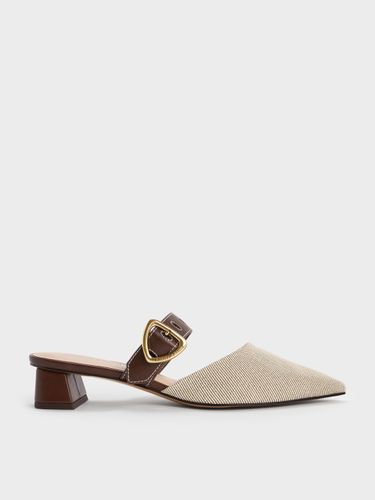 Charles & Keith - Sepphe Twill Cut-Out Heeled Mules - Charles & Keith - Modalova