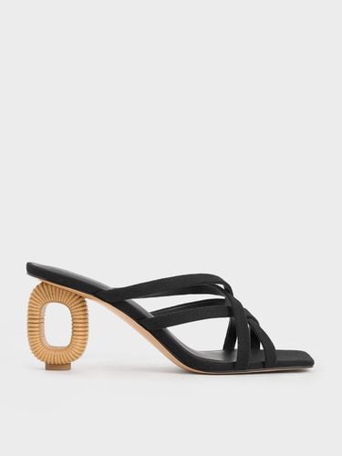 Charles & Keith - Linen Sculptural-Heel Strappy Mules - Charles & Keith - Modalova