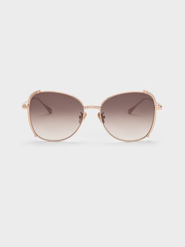 Charles & Keith - Embellished Half-Frame Butterfly Sunglasses - Charles & Keith - Modalova