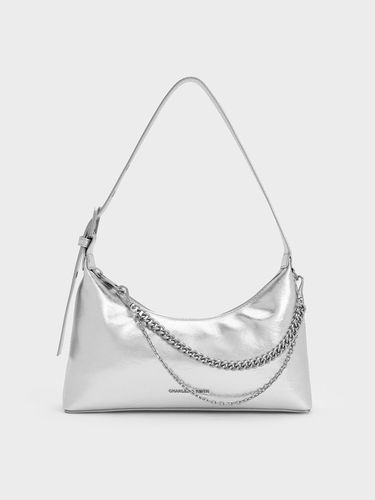 Charles & Keith - Atwood Crinkle-Effect Chain-Embellished Hobo Bag - Charles & Keith - Modalova