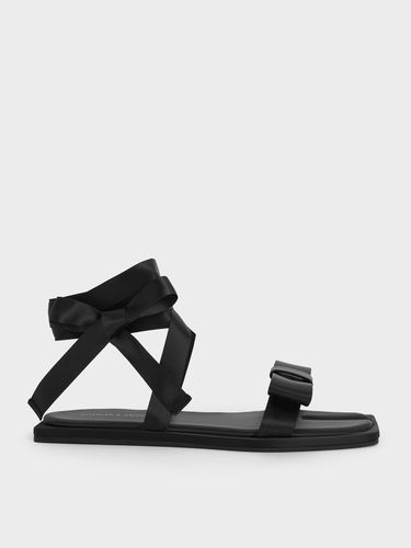 Charles & Keith - Satin Bow Tie-Around Flat Sandals - Charles & Keith - Modalova