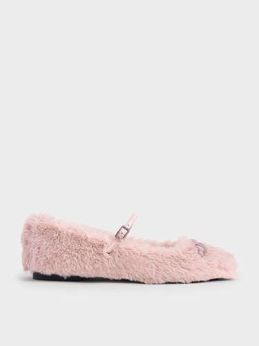 Charles & Keith - Bow Crystal-Embellished Furry Mary Janes - Charles & Keith - Modalova