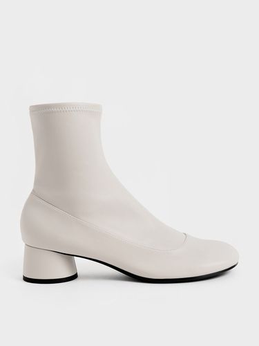 Charles & Keith - Stitch-Trim Cylindrical Heel Ankle Boots - Charles & Keith - Modalova