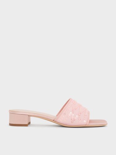 Charles & Keith - Mesh Sequinned Block-Heel Mules - Charles & Keith - Modalova