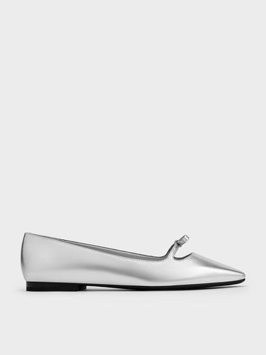 Charles & Keith - Metallic Bow Square-Toe Ballet Flats - Charles & Keith - Modalova