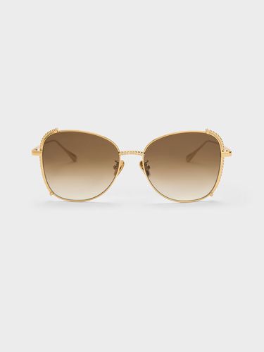 Charles & Keith - Embellished Half-Frame Butterfly Sunglasses - Charles & Keith - Modalova