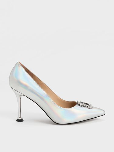 Charles & Keith - Holographic Leather Gem-Embellished Pumps - Charles & Keith - Modalova