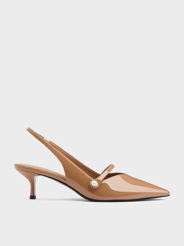 Charles & Keith - Helena Slingback-Kitten-Heels aus Lackleder mit Perlen-Schnalle - Charles & Keith - Modalova