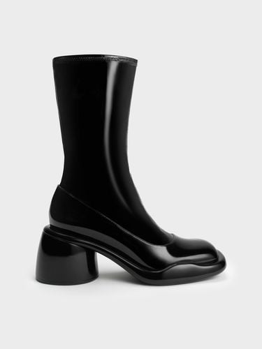 Charles & Keith - Lula Patent Chunky Heel Calf Boots - Charles & Keith - Modalova