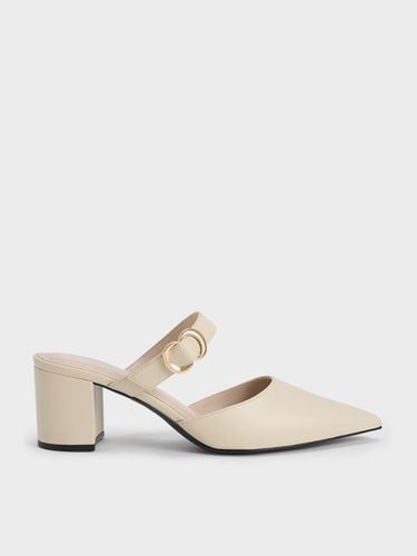 Charles & Keith - Metallic Accent Pointed-Toe Block-Heel Mules - Charles & Keith - Modalova