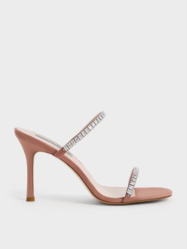 Charles & Keith - Ambrosia Textured Gem-Embellished Heeled Mules - Charles & Keith - Modalova