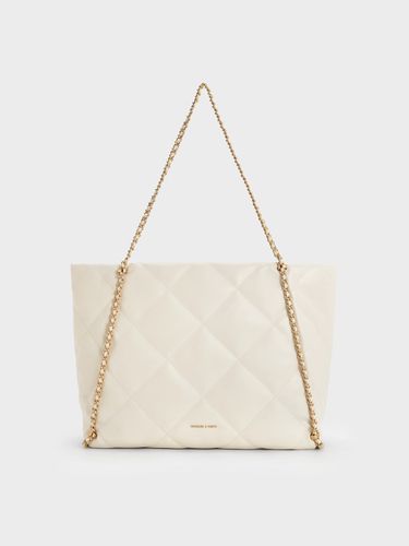 Charles & Keith - Apfra Quilted Chain-Embellished Tote Bag - Charles & Keith - Modalova