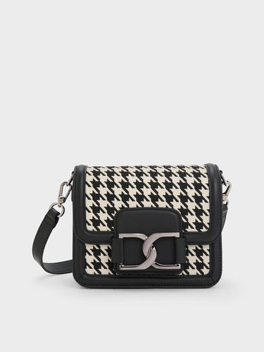 Charles & Keith - Gabine Houndstooth Leather Crossbody Bag - Charles & Keith - Modalova