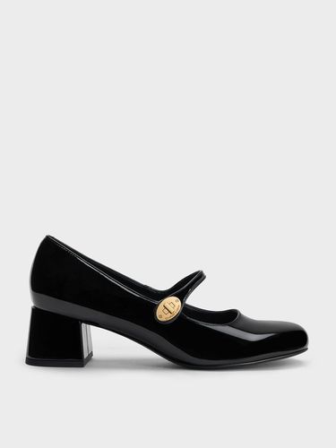 Charles & Keith - Patent Metallic-Buckle Block-Heel Mary Janes - Charles & Keith - Modalova