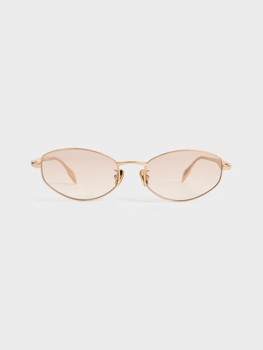 Charles & Keith - Crystal-Accent Oval Sunglasses - Charles & Keith - Modalova