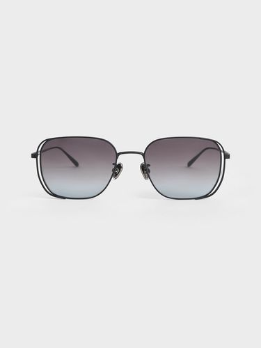 Charles & Keith - Metallic-Rim Rectangular Sunglasses - Charles & Keith - Modalova