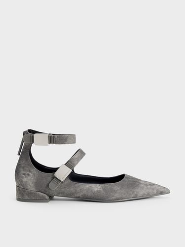 Charles & Keith - Robbie Denim-Effect Pointed-Toe Mary Jane Flats - Charles & Keith - Modalova