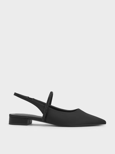 Charles & Keith - Satin Crystal-Strap Pointed-Toe Slingback Flats - Charles & Keith - Modalova